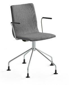 AJ Produkty Konferenční židle OTTAWA, s područkami, podnož pavouk, šedá, šedý rám