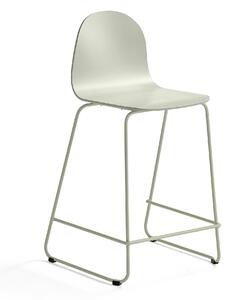 AJ Produkty Barová židle GANDER, výška sedáku 630 mm, lakovaná skořepina, zelenošedá