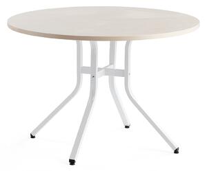AJ Produkty Stůl VARIOUS, Ø1100 mm, výška 740 mm, bílá, bříza