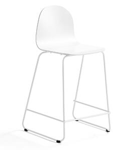 AJ Produkty Barová židle GANDER, výška sedáku 630 mm, lakovaná skořepina, bílá