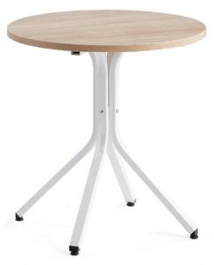 AJ Produkty Stůl VARIOUS, Ø700 mm, výška 740 mm, bílá, dub