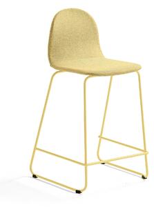 AJ Produkty Barová židle GANDER, výška sedáku 630 mm, polstrovaná, hořčicová
