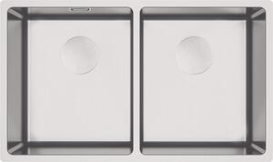 Deante Steel sink, 2-bowl, undermount