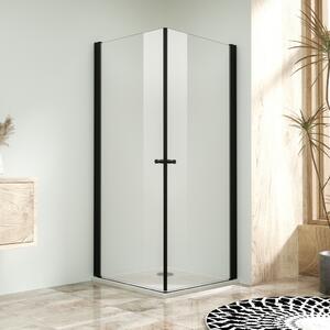 WellMall ALFA DUE Black 75x75 Čiré Sprchová zástěna oboustranně otevírací černá 8595703847097