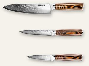 Sada kuchyňských nožů Seburo SUBAJA Damascus 3ks (šéfkuchařský nůž 200mm, univerzální nůž 130mm, nůž na ovoce a zeleninu 95mm)