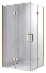 BPS-koupelny Obdélníkový sprchový kout HYD-OK12B 100x80 zlatá/transparent - bez vaničky