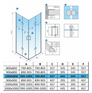 BPS-koupelny Obdélníkový sprchový kout HYD-OK12B 100x80 zlatá/transparent - bez vaničky