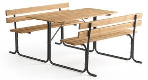 AJ Produkty Stůl s lavicemi PARK PINE, 1500 mm, hnědý