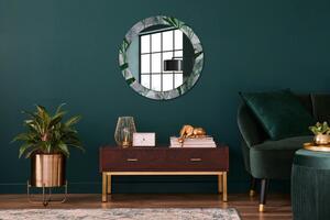 Kulaté dekorační zrcadlo Tropické listy