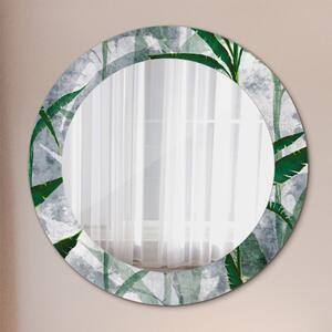 Kulaté dekorační zrcadlo Tropické listy