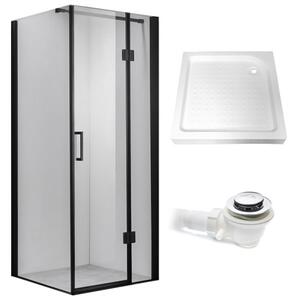 BPS-koupelny Čtvercový sprchový kout HYD-SK1390A 80x80 černá/transparent + vanička HYD-SSV-SXL02A bílá