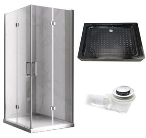 BPS-koupelny Obdélníkový sprchový kout HYD-OK12A 90x80 chrom/transparent + vanička HYD-OSV-SXL03B černá