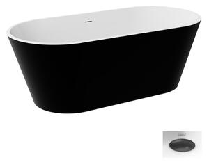 Besco Akrylátová volně stojící vana Deeva BW 150x75 (160x75, 170x80, 180x80) Rozměry (cm): 150x75, Typ a barva výpustě: Click-Clack se šterbinovým přepadem, grafit