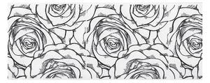 Bordura papírová Růžičky černé - šířka 7,8cm x délka 5m