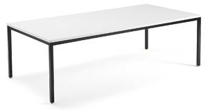 AJ Produkty Jednací stůl QBUS, 2400x1200 mm, 4 nohy, černý rám, bílá