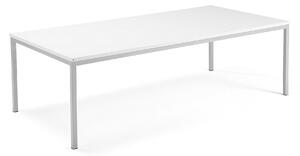 AJ Produkty Jednací stůl QBUS, 2400x1200 mm, 4 nohy, stříbrný rám, bílá