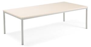 AJ Produkty Jednací stůl QBUS, 2400x1200 mm, 4 nohy, stříbrný rám, bříza
