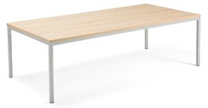 AJ Produkty Jednací stůl QBUS, 2400x1200 mm, 4 nohy, stříbrný rám, dub