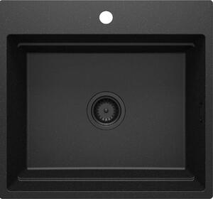 Deante Magnetic, 1-komorový granitový dřez 560x520x220mm, grafitová metalíza, DEA-ZRM_G10A