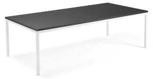 AJ Produkty Jednací stůl QBUS, 2400x1200 mm, 4 nohy, bílý rám, černá
