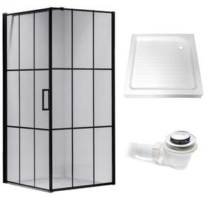 BPS-koupelny Čtvercový sprchový kout HYD-SK13A 80x80 černá/transparent + vanička HYD-SSV-SXL02A bílá