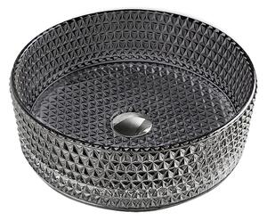 BPS-koupelny Skleněné umyvadlo na desku HYD-BRT1-BL-PL-360 36x12 cm, platina lesk
