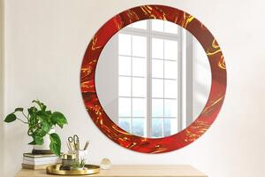 Kulaté zrcadlo rám s potiskem Červený mramor