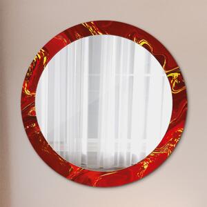 Kulaté zrcadlo rám s potiskem Červený mramor