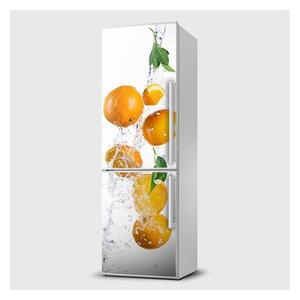 E-shop24, Pi5SL1007, Rozměr 65x120 cm, Fototapeta samolepící na lednice - Pomeranče ve vodě