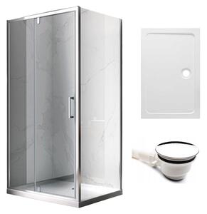 BPS-koupelny Obdélníkový sprchový kout HYD-OK06C 110x80 chrom/transparent + vanička HYD-OSV-ST03B bílá