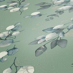 A.S. Création | Vliesová tapeta na zeď Pure Elegance | 0,53 x 10,05 m | zelená, šedá, metalická