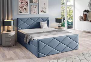 Postel s matrací a roštem HALKA - 160x220, šedomodrá 1 + topper ZDARMA