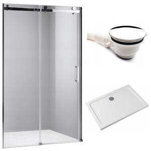 BPS-koupelny Posuvné sprchové dveře HYD-PD03C 110 chrom/transparent pro instalaci do niky + vanička HYD-OSV-ST05D 110x70 bílá