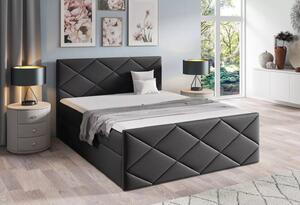 Postel s matrací a roštem HALKA - 200x220, černá + topper ZDARMA