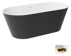 Besco Akrylátová volně stojící vana Deeva Glam G 150x75 (160x75, 170x80, 180x80) Rozměry (cm): 150x75, Typ a barva výpustě: Click-Clack se šterbinovým přepadem, zlatá