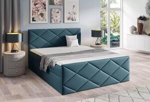 Postel s matrací a roštem HALKA - 160x220, modrá 3 + topper ZDARMA
