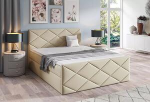 Postel s matrací a roštem HALKA - 160x220, béžová 2 + topper ZDARMA