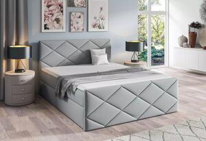 Postel s matrací a roštem HALKA - 160x220, světle šedá 2 + topper ZDARMA