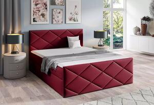 Postel s matrací a roštem HALKA - 160x220, červená 2 + topper ZDARMA