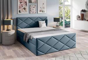 Postel s matrací a roštem HALKA - 120x220, modrá 2 + topper ZDARMA