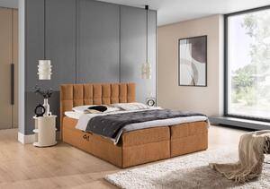 Jednolůžková čalouněná postel 120x220 ALIBINA - hnědá + topper
