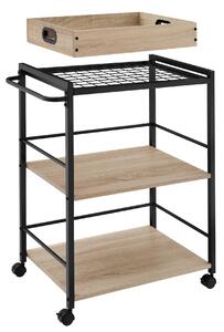Tectake Servírovací vozík Worcester 65x41,5x87cm - Industrial světlé dřevo, dub Sonoma