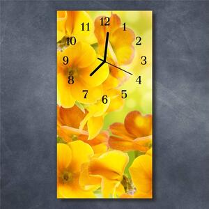 Nástěnné hodiny obrazové na skle - Květy žluté