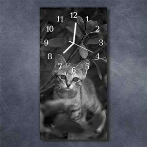 Nástěnné hodiny obrazové na skle - Kočka I