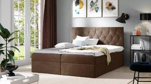 Postel boxspring TIBOR - 140x220, hnědá + topper ZDARMA