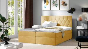 Postel boxspring TIBOR - 120x220, žlutá + topper ZDARMA
