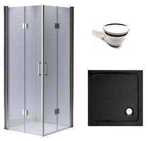 BPS-koupelny Čtvercový sprchový kout HYD-SK1290B 90x90 chrom/transparent + vanička HYD-SSV-ST02B černá