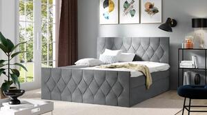 Čalouněná postel TIBOR LUX - 200x220, šedá + topper ZDARMA