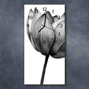 Nástěnné hodiny obrazové na skle - Černý květ