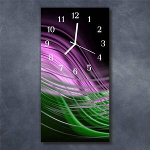 Nástěnné hodiny obrazové na skle - Abstrakt zelenofialový